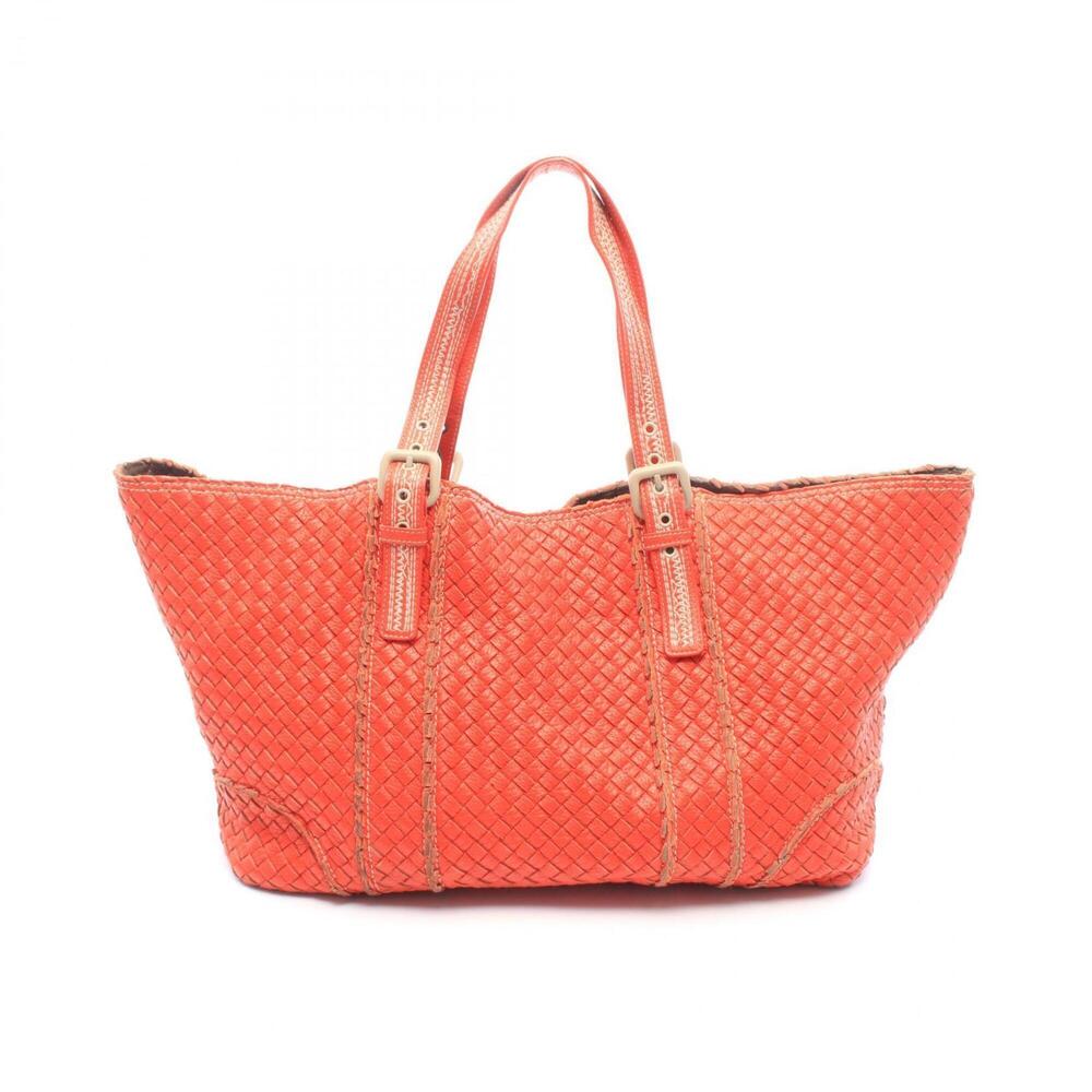 Bottega Veneta Intrecciato Tote Bag Handbag Leather Women's Orange